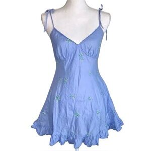VICTORIA SECRET - Elegant Blue Mini Dress with Floral Accents